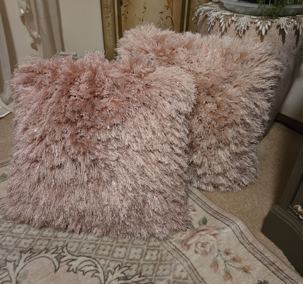 Set Of 2 Shaggy Pillows
